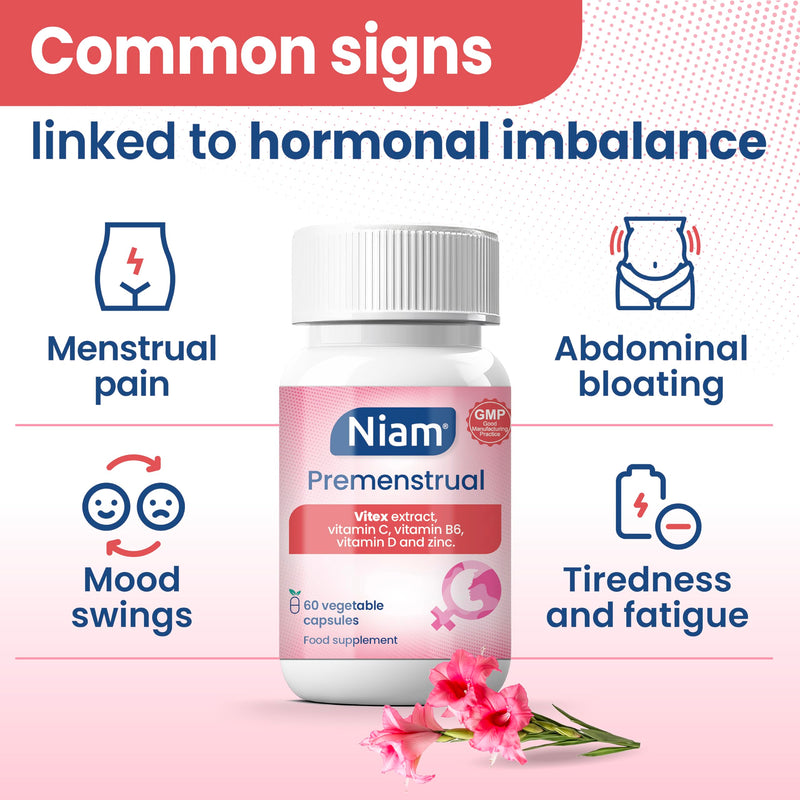 [Australia] - Vitex Agnus Castus 350 mg | Hormonal Balance & Cycle Support | Chasteberry, Vitamins B6, D, C & Zinc | 60 Capsules | Niam Premenstrual 1 