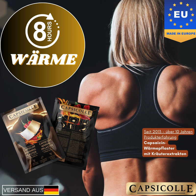 [Australia] - Capsicolle® Natural Capsaicin Heat Plaster 12x18 cm - Flexible, Long-Lasting Heat, For Back, Joint & Muscle Pain, Suitable for Sports, 100% Organic Active Ingredients (2) 2 