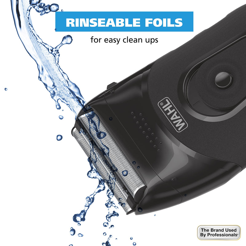 [Australia] - Wahl Compact Rechargeable Lithium Ion Shaver Kit with Hygienic Rinseable Foils & Cutter Bar with Dual Flexible Foils That Move with The Contours of Your Face - 7065 
