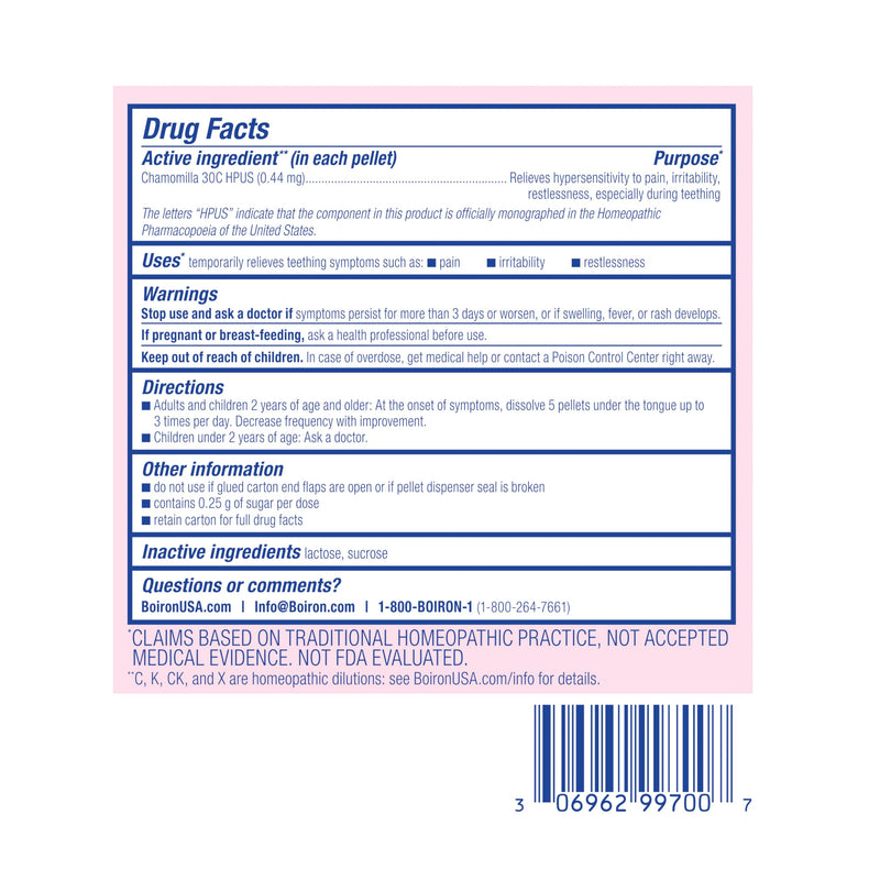 [Australia] - Boiron Chamomilla 30C Homeopathic Medicine for Teething Relief, Pain, Irritability, and Restlessness - 3 Count (240 Pellets) 