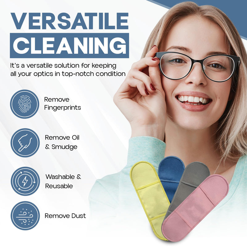[Australia] - Eyeglass Cleaner 4 Pack, Eyeglass Cleaning Wipes, Lens Cleaner, Anti-Scratch, Screen Cleaning Cloth, Eyeglass Cleaning Cloths, Lens Wipes (Blue/Gray) Blue / Gray 