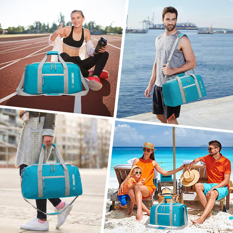 Foldable Travel Duffel Bag 65L, Large Capacity Bag for Trips | 65L Large Capacity Foldable Travel Duffel - Spacious Weekender Bag for Vacations, Road Trips and Extended Journeys. Light Blue