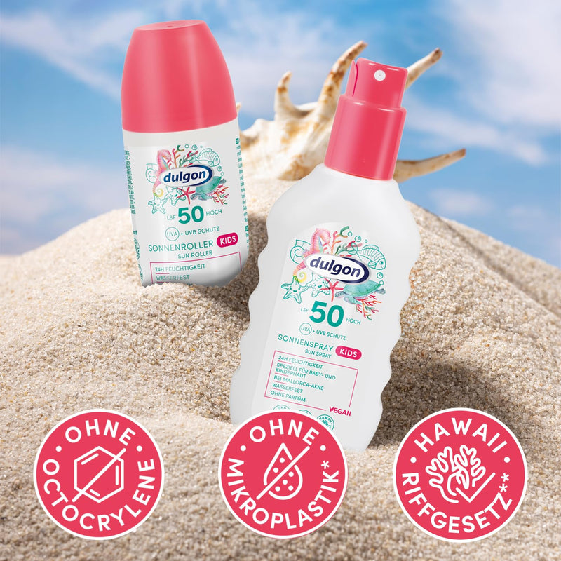[Australia] - dulgon SPF 50 sun cream roller for children 100ml - protection against UVA & UVB radiation - waterproof & 24h moisture - sun cream for children fragrance-free, vegan & microplastic-free 1 piece 