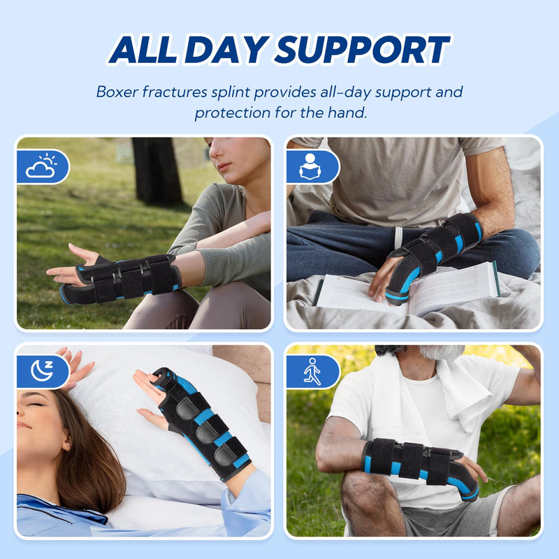 Boxer Fracture Splint, Ulnar Gutter Splint Right Hand, the 4th and 5th Metacarpal Finger Splint Hand Brace, Boxer Orthosis Hand & Wrist Brace for Women & Men, Left, L