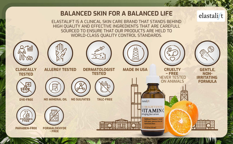 Elastalift Vitamin C Facial Serum For Age Spots, Wrinkles, & Expression Lines. Anti-Aging Face Serum W/Vitamin C & Hyaluronic Acid Brightens Skin To Promote Healthier Skin Complexion, 1.75 Fl Oz 1.75 Fl Oz (Pack of 1) Vitamin C Serum