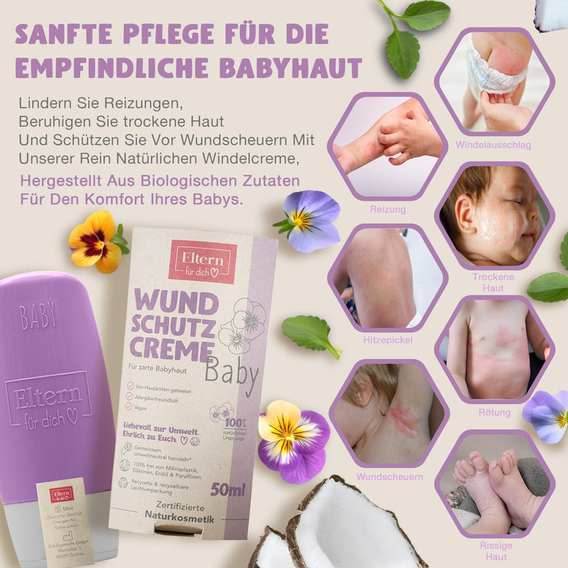[Australia] - Parents for you Premium Baby Wound Protection Cream 50ml for delicate baby skin | Baby wound protection with valuable organic oils | Allergy friendly & vegan 
