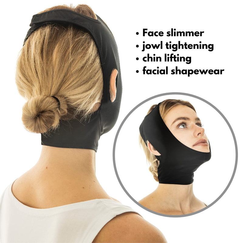[Australia] - Post Surgery Neck and Chin Compression Garment Wrap Bandage, Face Slimmer, Jowl Tightening, Neck Coverage, Chin Lifting Strap (M) M 