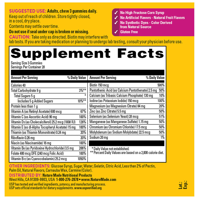 Nature Made Advanced Multivitamin Gummies 50+ for Women, 84 Multi Vitamins | Womens Multivitamins Gummies with Magnesium Citrate, Vitamin D3, Zinc, Calcium and All 8 B Vitamins, 28 Day Supply 84 Count (Pack of 1)