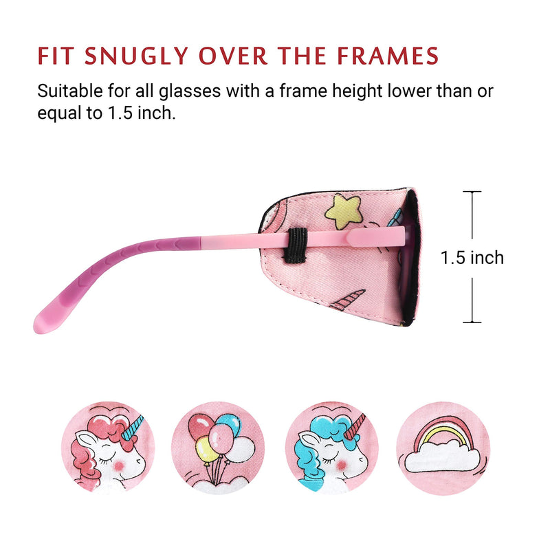 Cotton & Silk Eye Patch for Kids Glasses (Right Eye, Pink Hair Unicorn) To Cover Right Eye Baby Pink - Pink Hair Unicorn