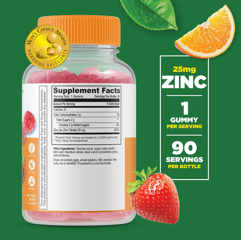 Lifeable Zinc 25mg Kids + Vitamin C Kids, Gummies Bundle - Great Tasting, Vitamin Supplement, Gluten Free, GMO Free, Chewable Gummy