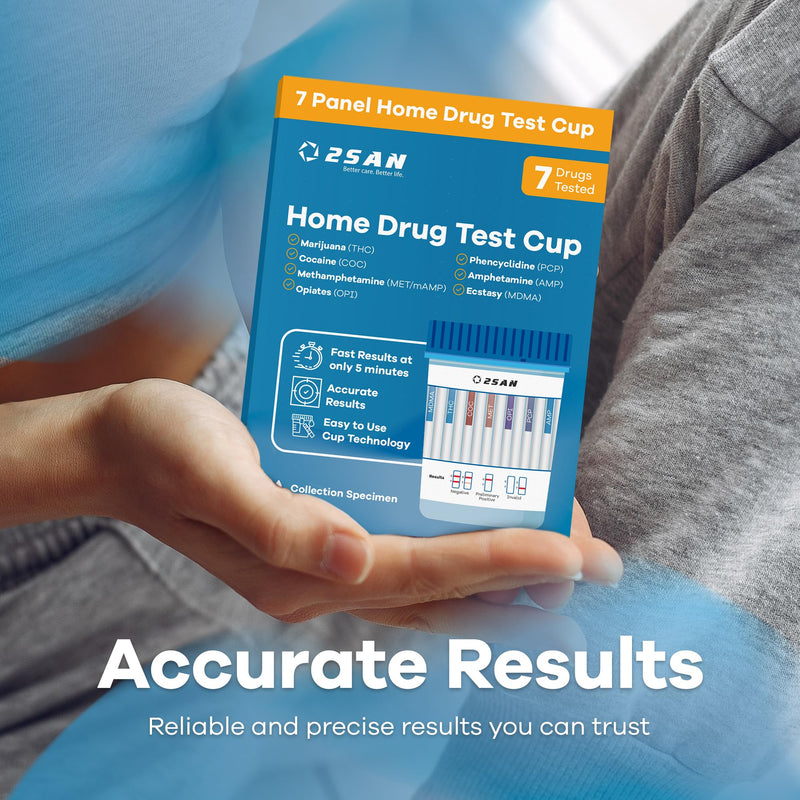 2San 7-Panel Drug Test Cup – Urine Screen for 7 Drugs | Detects THC, COC, MET, OPI, AMP, MDMA & PCP – results in 5 min – FSA/HSA eligible