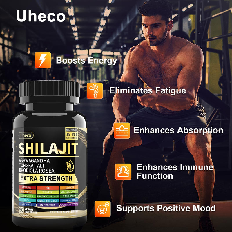 [Australia] - Shilajit Supplement with Sea Moss, Ashwagandha, Tongkat Ali - Shilajit Pure Himalayan Organic Fulvic Acid Capsules - 90 Count 1 Count (Pack of 90) 