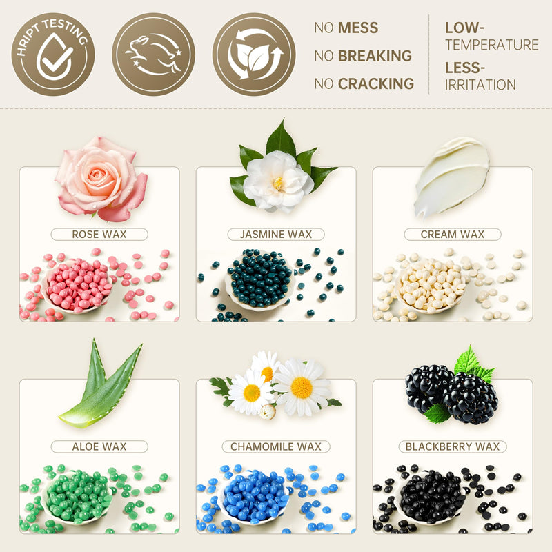 [Australia] - Lifestance Wax Beads Set, 6 Kinds of Waxing Beads, Hard Wax Beans with 44 Items, Perfect for Any Waxing Warmers, Wax Beads for Hair Removal for Full Body Bikini Armpit Underarm Eyebrow Face Leg 6 Pack-WHOLE BODY ❤️ 