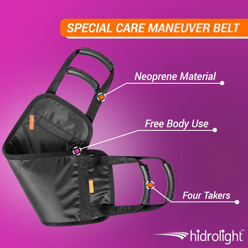 [Australia] - HIDROLIGHT - Padded Bed Transfer Lifting Belt - Safe and Comfortable Gait Belts for Seniors - Elderly Assistance Products, Medical Supplies, Health Care Products, Emergency Supplies - Black, One Size 