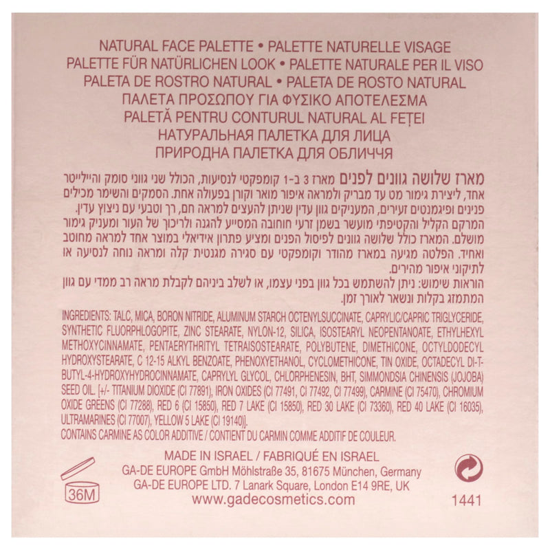 [Australia] - GA-DE Glow FX Natural Face Palette - Blush for Cheeks, Bronzer Powder, and Highlighter Makeup - Enriched with Jojoba Oil - 139 Blooming Chic - 0.42 oz 50 - Porcelain 