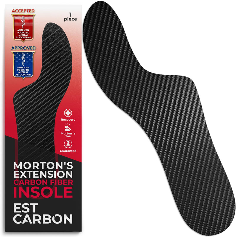 Carbon Fiber Insole - 1 pc, Men 13 - Mortons Extension - Orthotic Insole - Rigid Shoe Insert - Foot Arch Support - Turf Toe Stiff Plate - FSA Eligible - Thin Sport Sole Men's 13