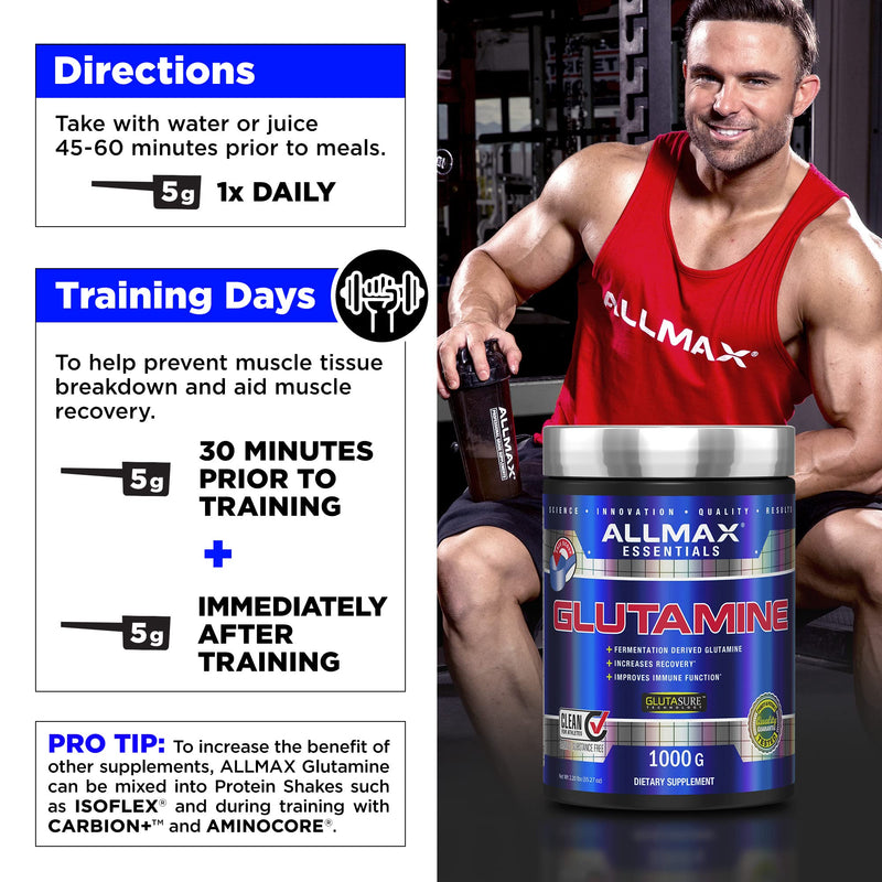 [Australia] - ALLMAX Nutrition L - Glutamine Powder, Muscle Recovery Formula, Gluten Free, Vegan, 400 Grams 400g 