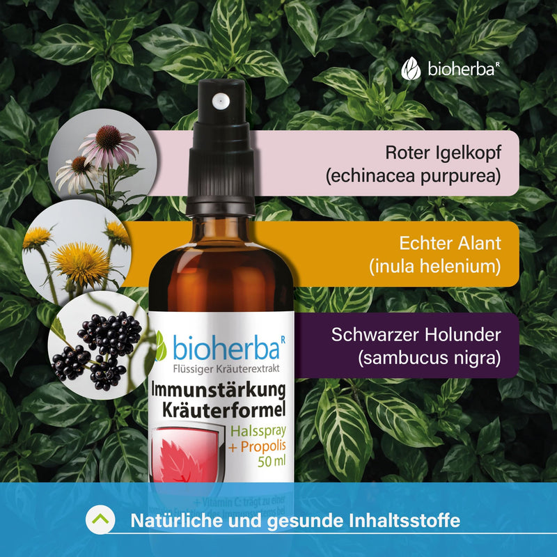 [Australia] - BIOHERBA throat spray and throat spray - immune strengthening herbal formula with propolis, 50 ml - relieves sore throat - natural throat care with plant extracts, vitamin C & propolis, PZN: 17188657 1 piece 