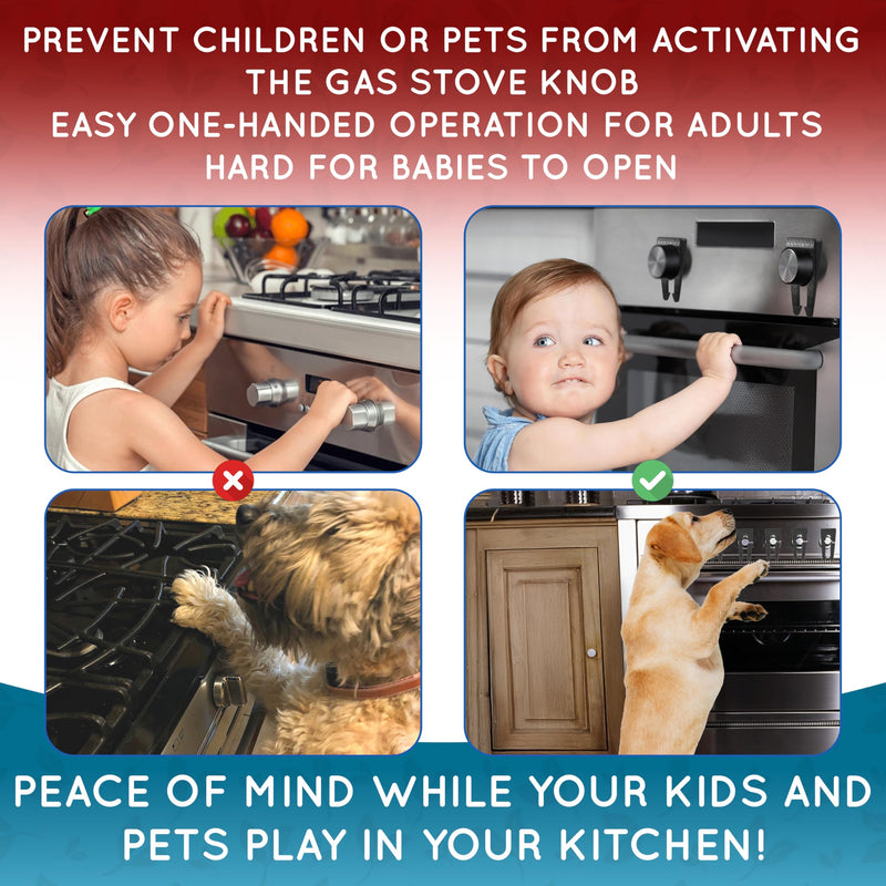 [Australia] - Stove Knob Safety Covers - Gas Stove Knob Locks & Oven Knob Covers for Child Safety, Baby Proofing Stove & Oven with Childproof Stove Knob Locks, Baby Proof Oven Lock, Gas Stove Child Safety Covers 