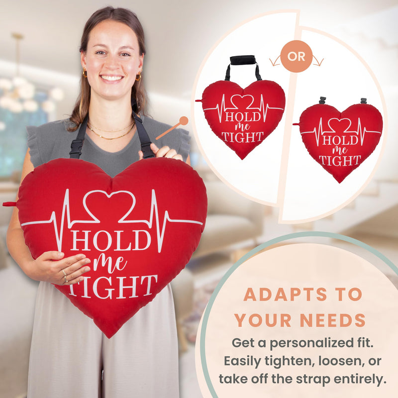 [Australia] - MOYOAMA Open Heart Surgery Pillow for Heart Surgery Recovery Gifts - After Bypass Surgery Must Haves, Gifts for Chest Surgery Recovery, Seatbelt Pillows for Post-Surgery, Shock Absorbing Chest Pillow Red Heart Pillow with Strap 