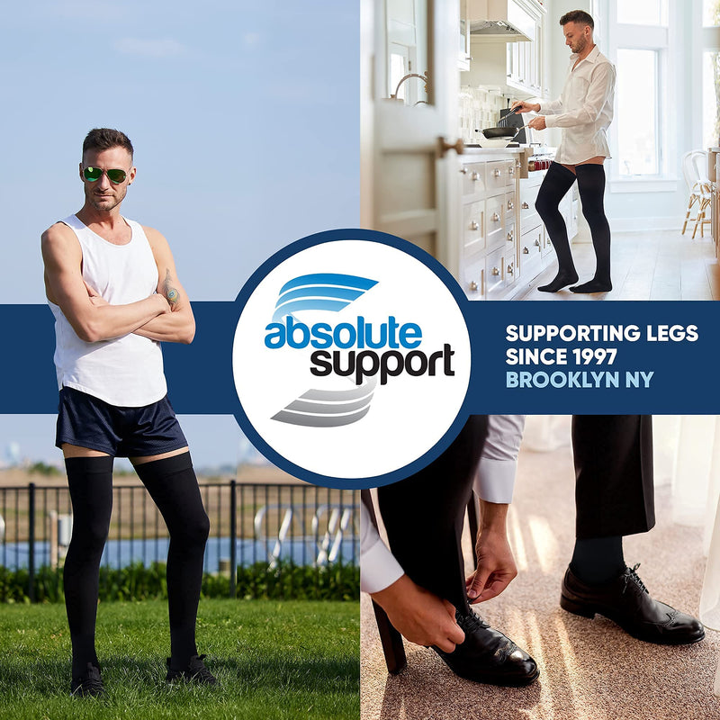 [Australia] - ABSOLUTE SUPPORT Opaque Compression Stockings with Top Grip for Men Class 2 20-30mmHg - Graduated Compression Socks for Varicose Veins, Lymphedema, Lypedema - Support Stockings Black, 7X-Large 7XL 
