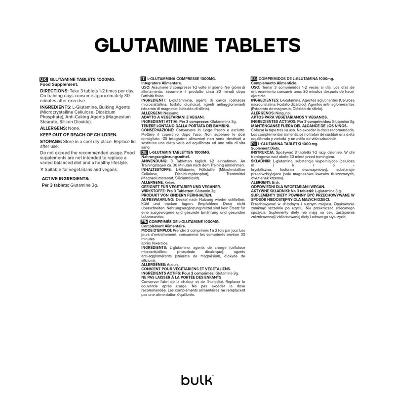 [Australia] - Bulk Glutamine Tablets, 3000 mg L-Glutamine per Serving, 180 Tablets, Packaging May Vary 