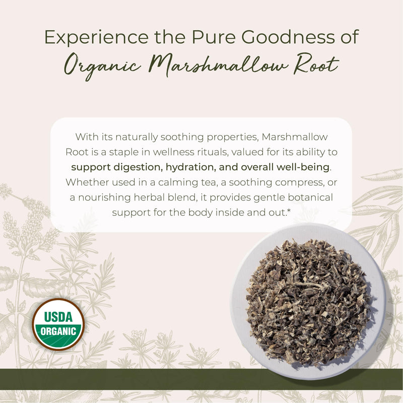 [Australia] - Starwest Botanicals Organic Marshmallow Root - Dried Herb for Tea, Loose Leaf Root Herb, Cut & Sifted, Certified Kosher, Non-GMO - 4 oz Pouch 