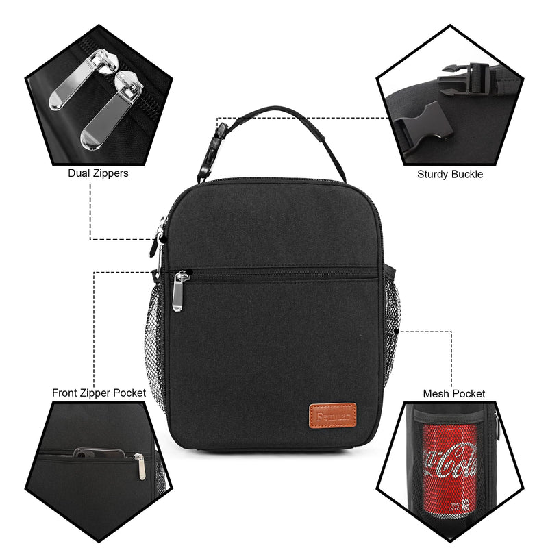 [Australia] - Femuar Lunch Box for Men Women Adults Small Lunch Bag for Office Work Picnic - Reusable Portable Lunchbox, Black 