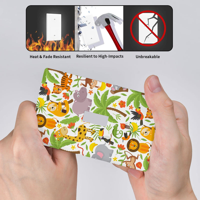 [Australia] - Jungle Animals Tiger Koala Giraffe Cute Light Switch Cover 1-Gang,Decorative Single Toggle Wall Plate Switch Wallplate Cover Faceplate For Kids Teens Boys Girls Room Decor,4.50" X 2.76"Inch Jungle Animals Tiger Koala Giraffe Cute 
