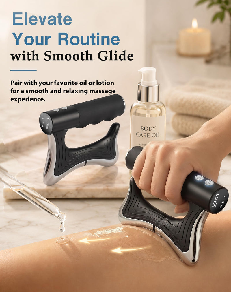 Electric Heated Muscle Scraper Tool, 3-in-1 Gua Sha Massage Tool and Fascia Scraper with Heat and Vibration, Portable Rechargeable Body Massager for Neck, Back, Shoulders, Legs and Arms