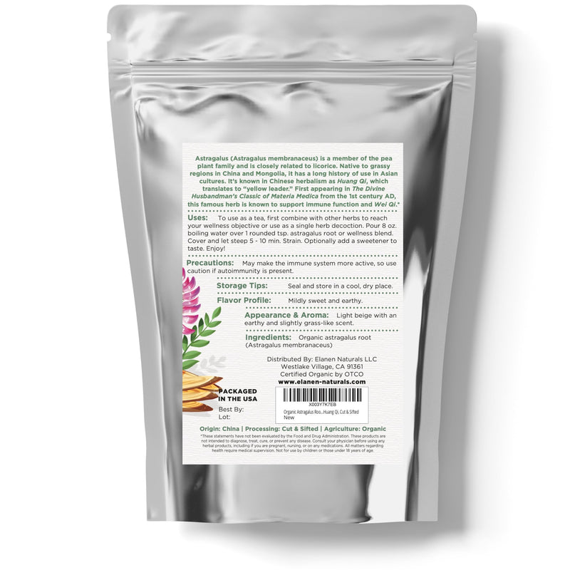 [Australia] - Organic Astragalus Root 4 oz. (113g), USDA Certified Organic Astragalus Dried Root Tea, Astragalus Root Organic, Dried Astralagus membranaceus, Huang Qi, Cut & Sifted 