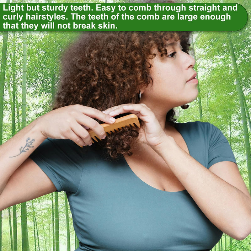 Bamboo Hair Brush Comb Set for Women, Wooden Paddle Detangling Brush for Thick Thin Curly Straight Wavy Fine Hair, Wide Tooth & Tail Comb Great for Wet or Dry Use, Hairbrush Cleaning Tool Included Large paddle hairbrush + Cleaner rake + 2 Comb