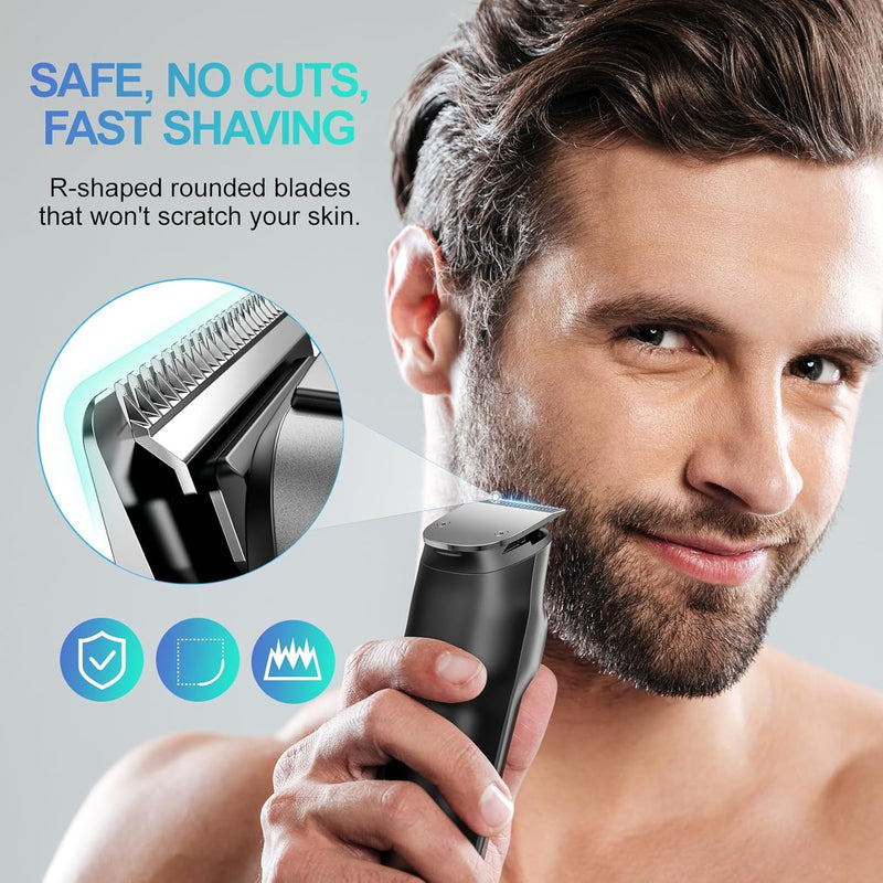 [Australia] - Beard Trimmer for Men - 14 Piece Professional Mens Grooming Kits, Multi Beard Kit for Beard face Nose Ear Hair Trimmer Hair Clippers IPX7 Wet & Dry Use 210 Mins Mustache Trimmers Men Gifts (Black) Black 