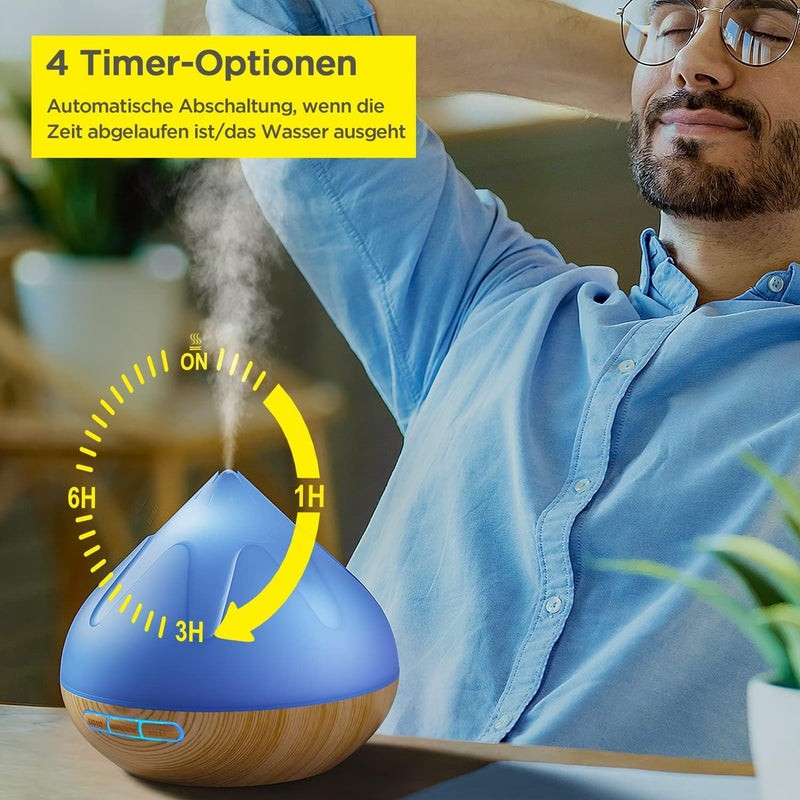 [Australia] - Aroma diffuser set for essential oils 500 ML, 8 x 10 ML essential oils, aromatherapy diffuser with remote control, 14 colors LED with 4 timer settings 