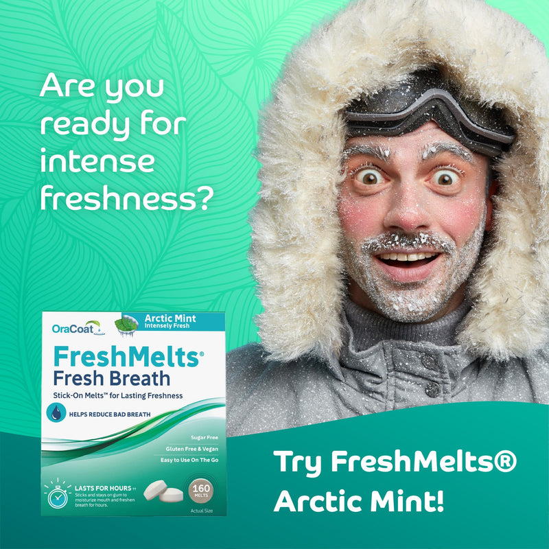 Oracoat FreshMelts Fresh Breath Stick-on Melts for Lasting Freshness, 160 Count Breath Freshener for Bad Breath, Non-Acidic & Sugar-Free, Arctic Mint 160 Count (Pack of 1)