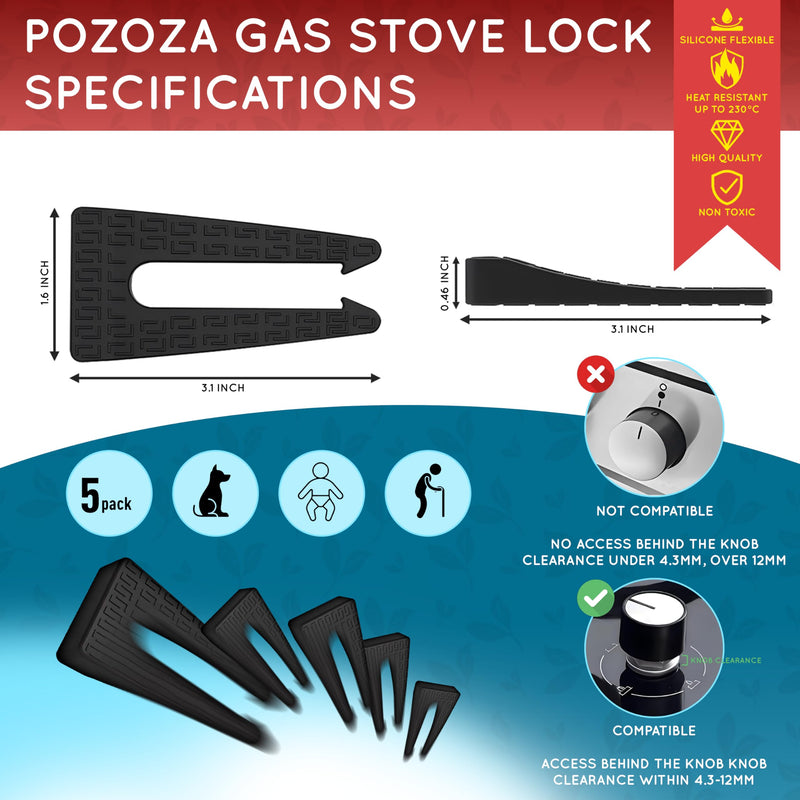 [Australia] - Stove Knob Safety Covers - Gas Stove Knob Locks & Oven Knob Covers for Child Safety, Baby Proofing Stove & Oven with Childproof Stove Knob Locks, Baby Proof Oven Lock, Gas Stove Child Safety Covers 