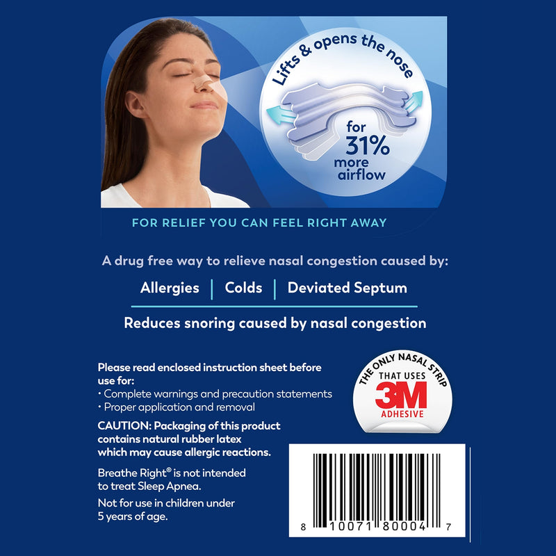 [Australia] - Breathe Right Original Nasal Strips | Clear | Sm/Med | For Sensitive Skin| Drug-Free Snoring Solution & Nasal Congestion Relief Caused by Colds & Allergies | 30 ct (Packaging May Vary) Pack of 1 