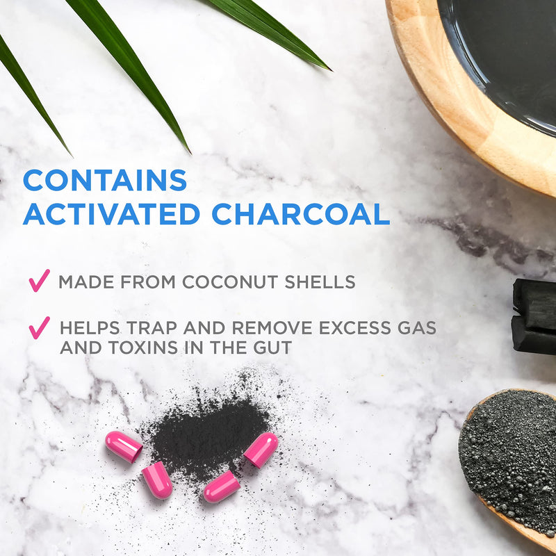 [Australia] - Charcocaps Fast Acting Gas Relief for Bloating & Flatulence, Drug Free Detoxifying Activated Charcoal Formula, 100 Capsules, 30 Day Supply, Pink 100 Count (Pack of 1) 