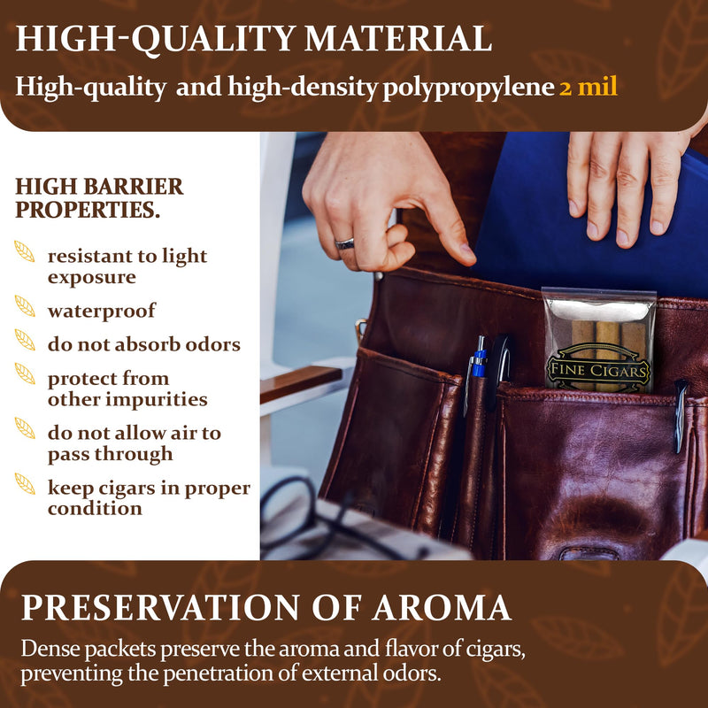 [Australia] - APQ Clear Cigar Bags Plastic, 5 x 10 Inches. 100 Pack Clear Plastic Cigar Bags with Zipper Closure. Durable 2 Mil Cigar Plastic Sleeve. Resealable Cigar Bag for Storing, Packing Cigars 5" x 10" / 2 mil / 100 Pack 