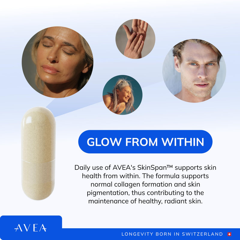 AVEA SkinSpan™ - Skin Health Supplement with PhytoCellTec™ Md Nu, Hyaluronic Acid, Ceramosides™ & Niacin - Promotes a Healthy Skin & Reduces Appearance Of Fine Lines & Wrinkles - With 100% Vegan Ingre