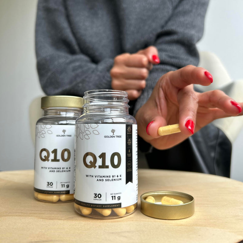 Golden Tree Q10 – 50 mg Coenzyme Q10 Capsules with Vitamin B1, Vitamin E and Selenium – Vegan Formula, Lactose-Free, 30 Capsules
