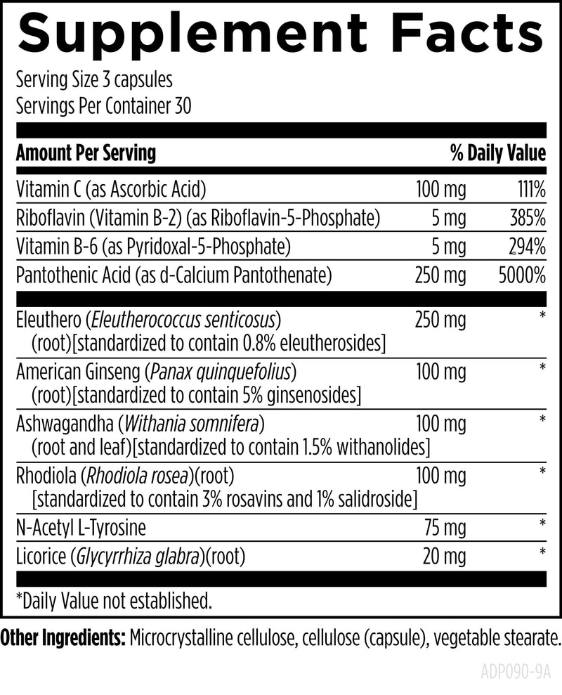 Designs for Health Adrenotone - Adrenal Support Supplement with Rhodiola Rosea, Ashwagandha, Vitamins B6, B2 + B5 - Designed to Support Adrenals + Healthy Cortisol Levels (90 Capsules) 1 90 Count (Pack of 1) Standard Packaging