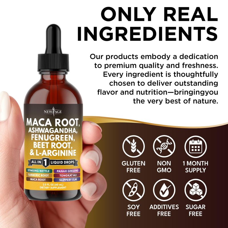 [Australia] - Organic Maca Root Liquid Drops with Ashwagandha, Nettle, Fenugreek, Beet Root and L-Arginine Liquid Multivitamin for Women and Men (1) 2 Fl Oz (Pack of 1) 
