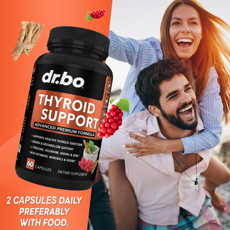 Thyroid Support for Women & Men Supplement - Natural Metabolism, Mood & Energy Enhancer with L-Tyrosine Selenium Iodine Zinc Bladderwrack Kelp & Ashwagandha Thyroid Supplement Complex Vitamin 60 Pills