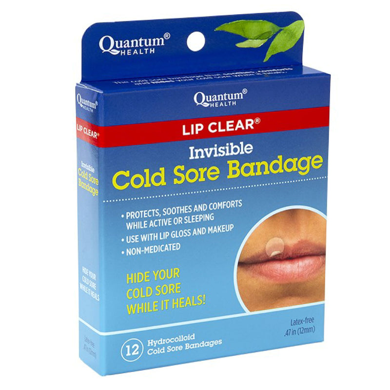 Quantum Health Lip Clear Invisible Cold Sore Patches for Lips Help Soothe Shield & Hide Cold Sores - Helps Prevent Contamination - Fever Blister Bandages for Women & Men - 1 Pack( 12 Count)