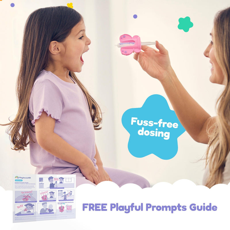 [Australia] - Medicine Buddy Medication Dispenser, Butterfly - Liquid Syringe for Newborns, Infants, Babies & Toddlers - Baby Medicine Kit with Pacifier Attachment for Accurate Dosing Pink Butterfly 