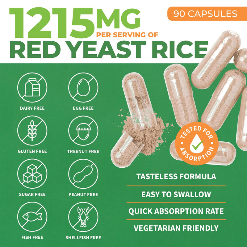 [Australia] - ForestLeaf Red Yeast Rice with CoQ10 Supplement - 1215mg Extra Strength Red Yeast Rice Capsules with Alpha Lipoic Acid & Organic Flaxseed, Citrinin Free, Supports Cardiovascular Health, Vegan 90 Count Unflavored 90 Count (Pack of 1) 