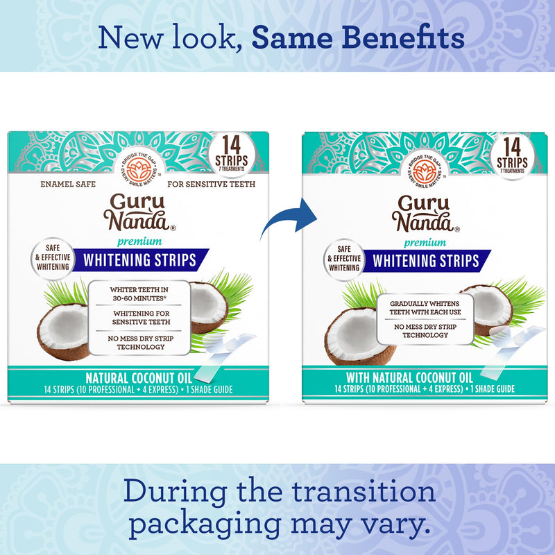 [Australia] - GuruNanda Teeth Whitening Strips - 7-Day Treatment with Non-Slip, Dry Strip Technology - Whitening Designed with Care for a Brighter Smile 14 Count (Pack of 1) 