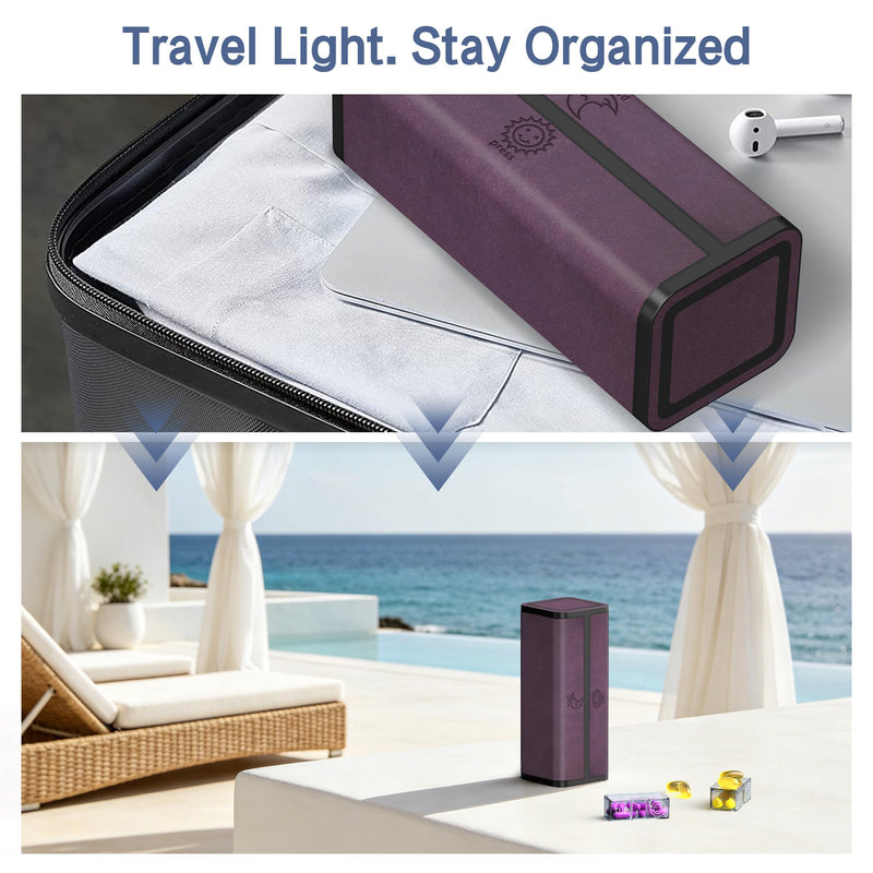 Pill Box, Weekly Medicine Pill Organizer,Daily 2 Times a Day AM PM Vitamin Container Case, Travel Essentials Pills Holder, 7 Day Cute Modern Supplement Dispenser (Purple) Purple