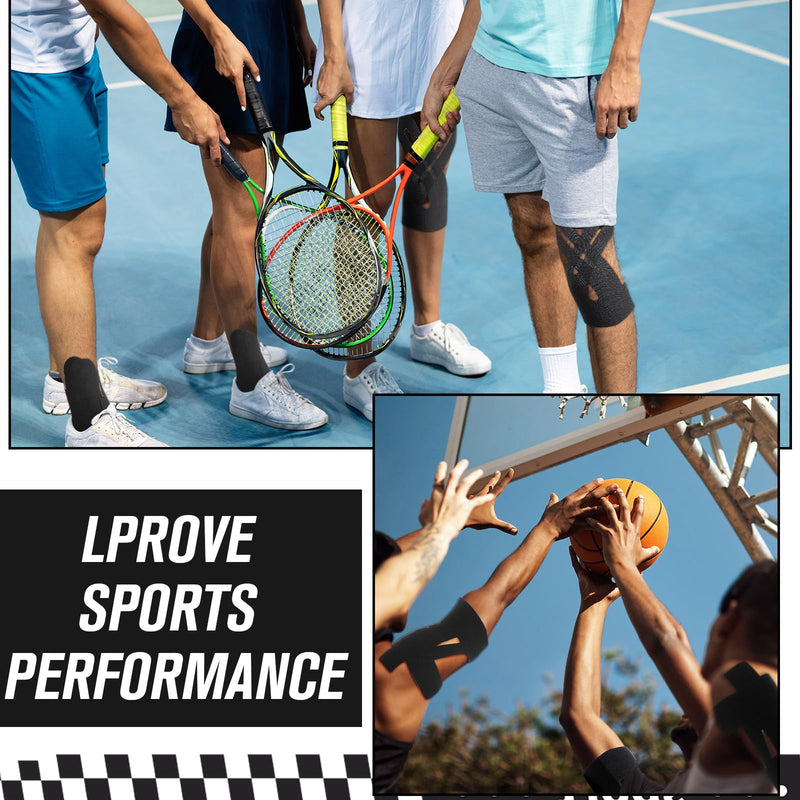 30 Pcs Precut Kinesiology Tape Set Ankle Knee and Shoulder Tape Bulk, Waterproof and Elastic, Breathable, Provides Support for The Muscles in Various Sports, Black